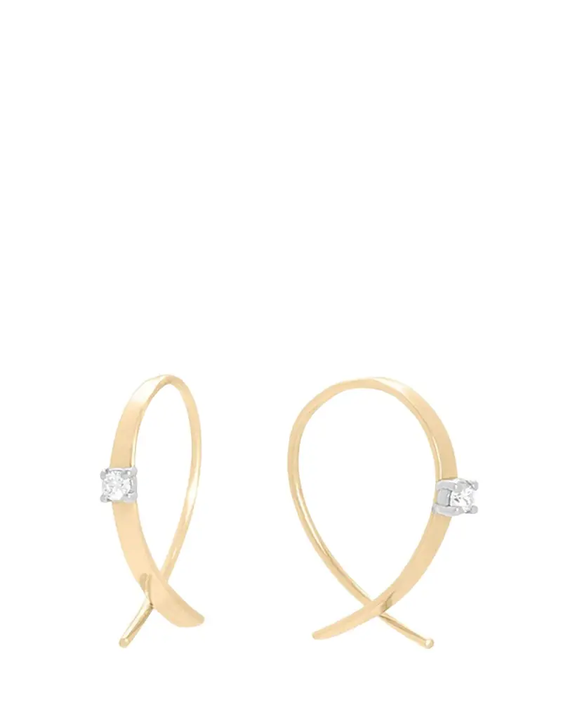 Lana Solo Mini Flat Upside Down Hoops with Diamonds