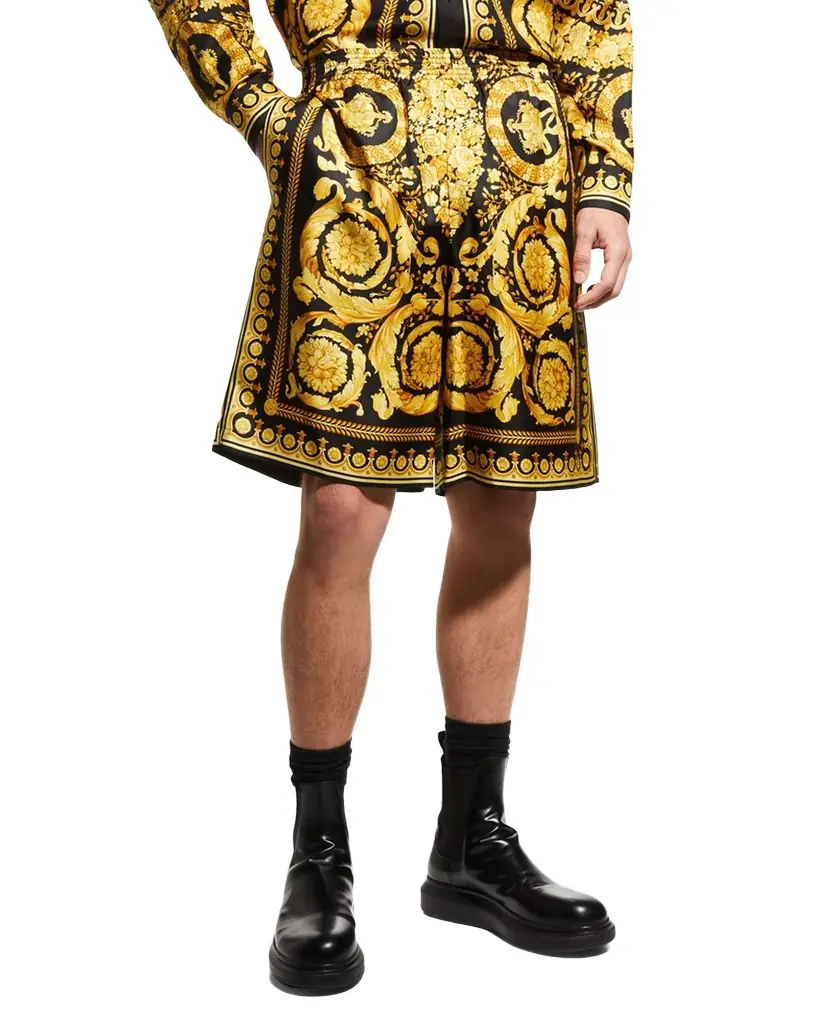 Versace Men's Silk Barocco Shorts