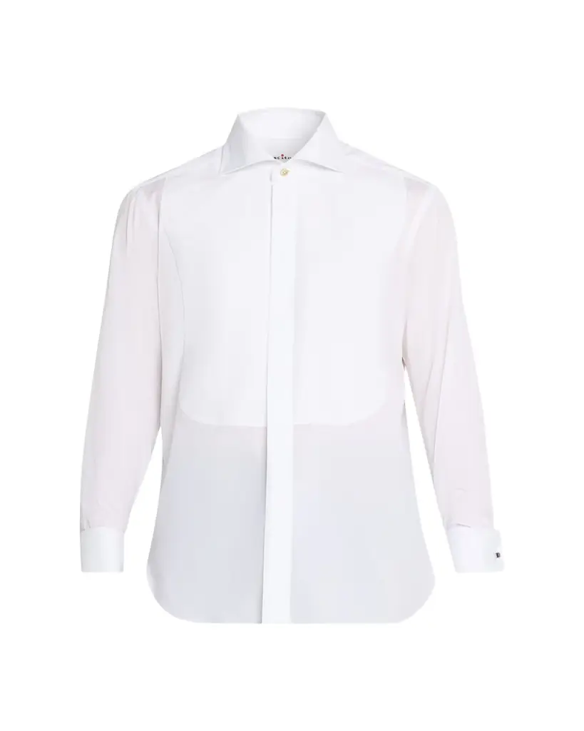 Kiton Men's Cotton Pique Bib-Front Dress Shirt