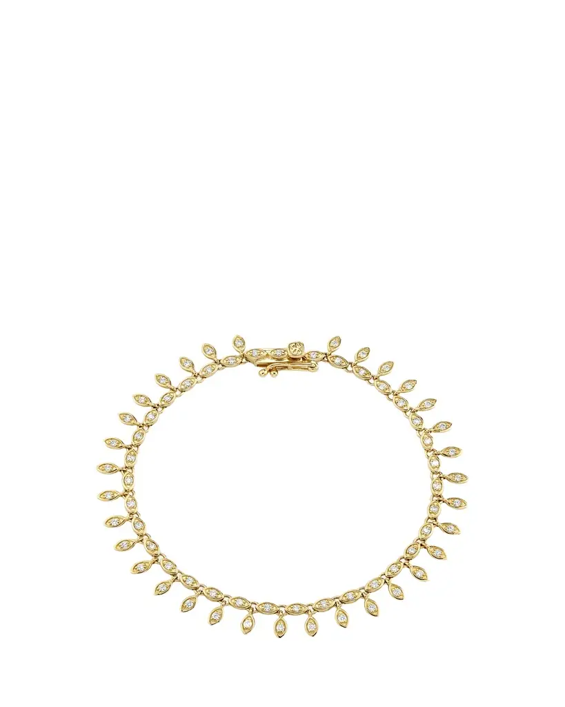Sydney Evan 14K Yellow Gold Marquis Eye Eternity Fringe Bracelet with Diamonds