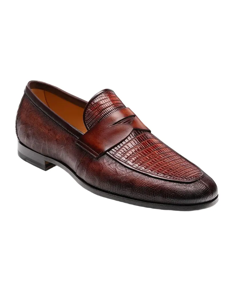 Magnanni Men's Vincente Lizard Penny Loafers
