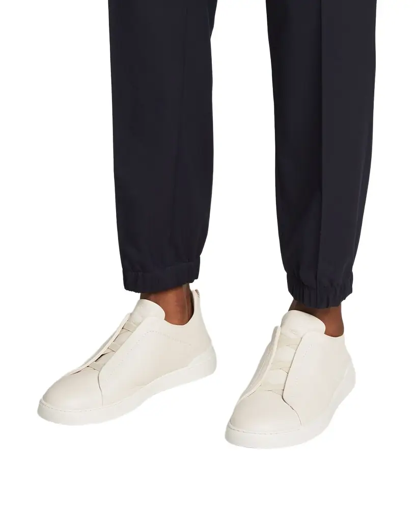 ZEGNA Men's Triple Stitch Deerskin Leather Sneakers