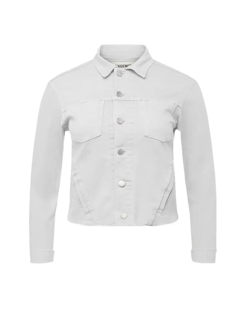 L'Agence Janelle Slim Cropped Jean Jacket with Raw Hem