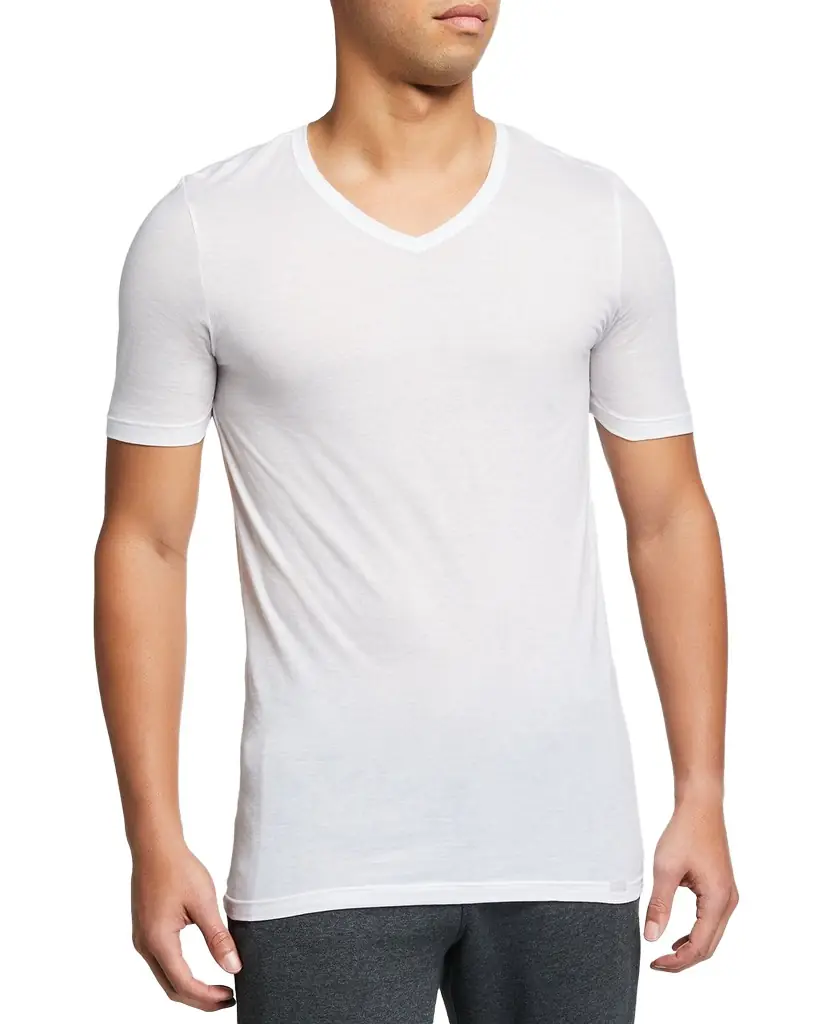 Hanro Men's Ultralight Cotton V-Neck T-Shirt