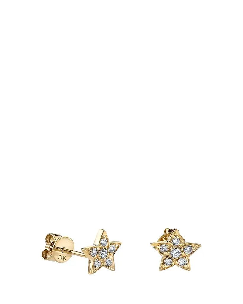 Sydney Evan 14K Yellow Gold Pavé Diamond Star Stud Earrings