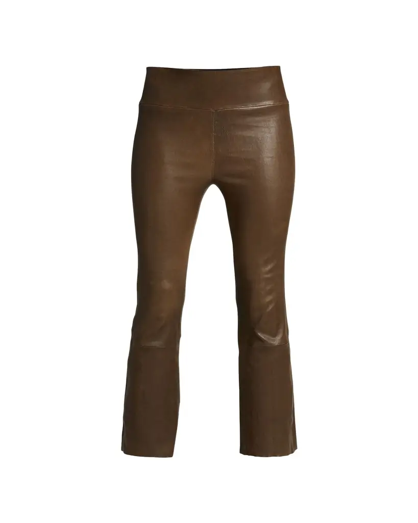 SPRWMN High-Waist Flare-Leg Cropped Leather Leggings