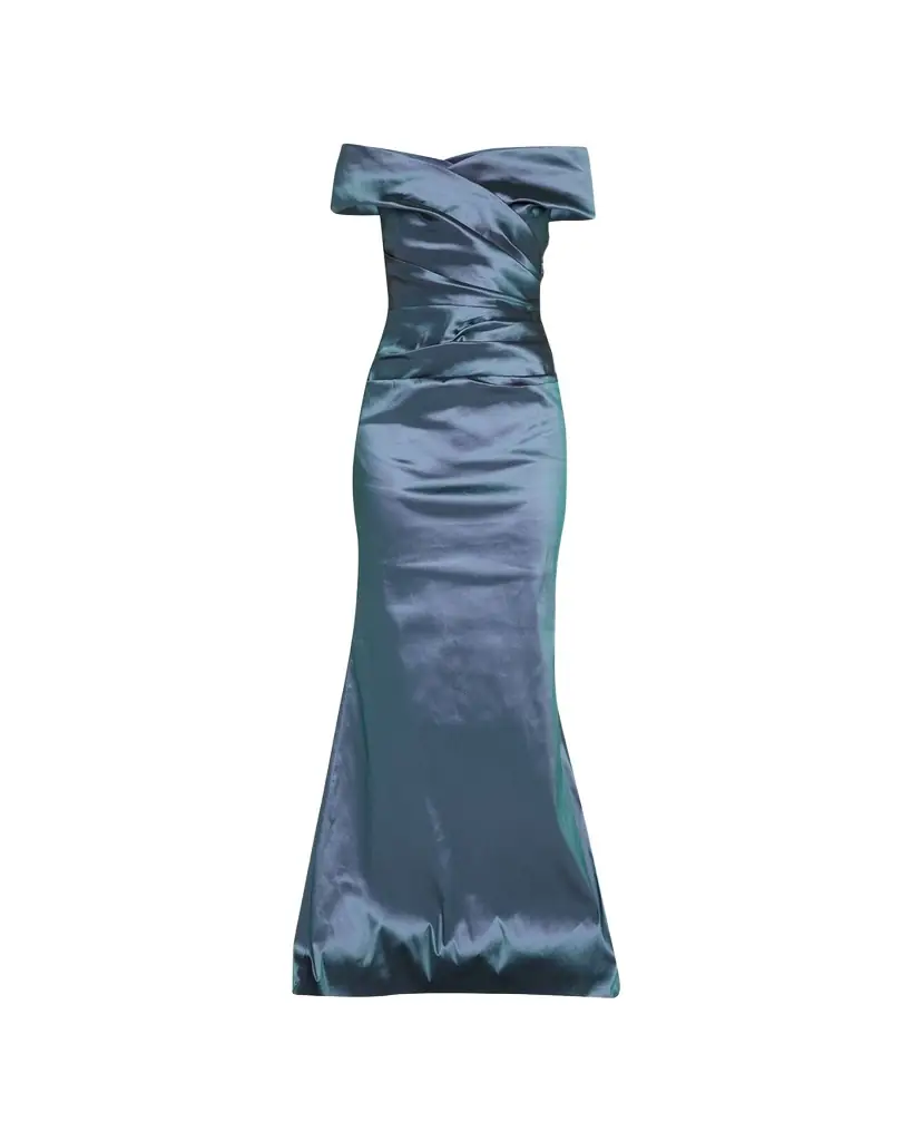 Rickie Freeman for Teri Jon Off-Shoulder Ruched Taffeta Gown