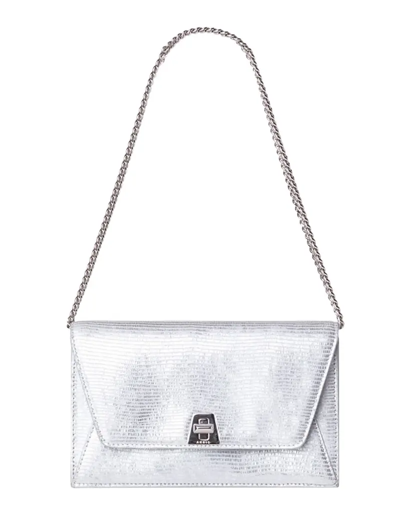 Akris Anouk Lizard-Print Clutch Bag w/ Chain