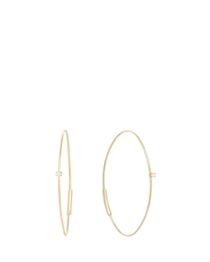 Lana 14K Gold Small Oval Magic Hoop Earrings with Diamonds