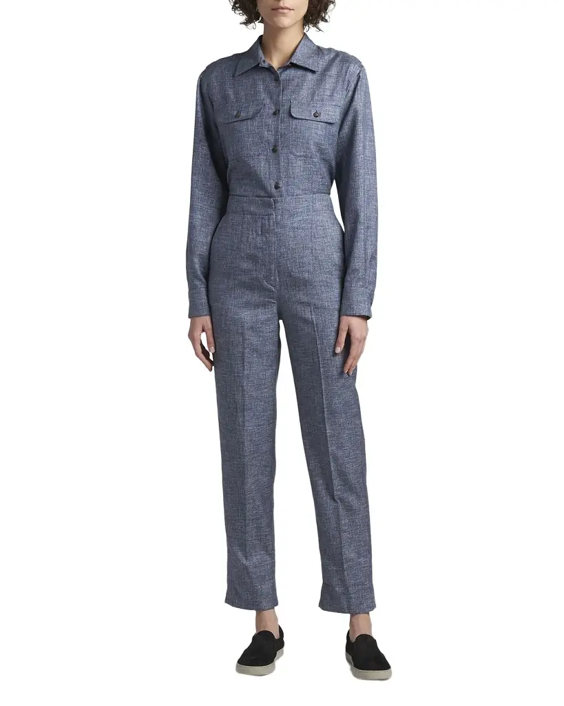 Giorgio Armani Denim-Effect Silk Pants