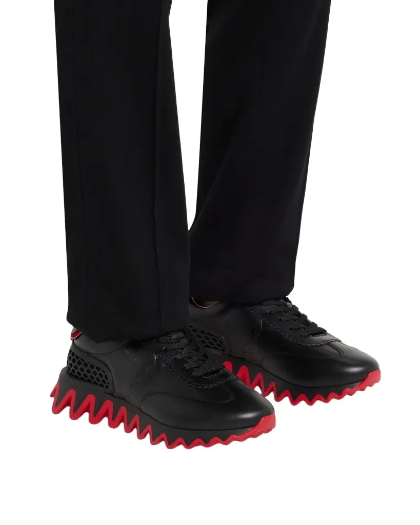 Christian Louboutin Men's Loubishark Flat Leather Red-Sole Runner Sneakers