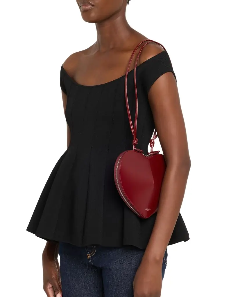 ALAIA Le Coeur Crossbody Bag in Lux Leather