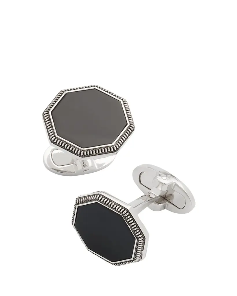 Jan Leslie Men's 925 Octagon Onyx Cufflinks