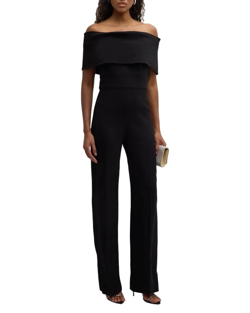 Lela Rose Off-the-Shoulder Crepe Jumpsuit