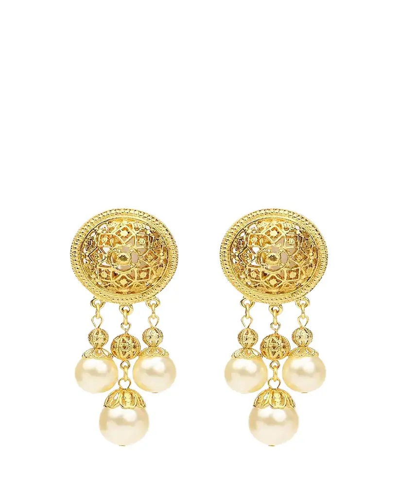 Ben-Amun Pearly Dangle Clip Earrings