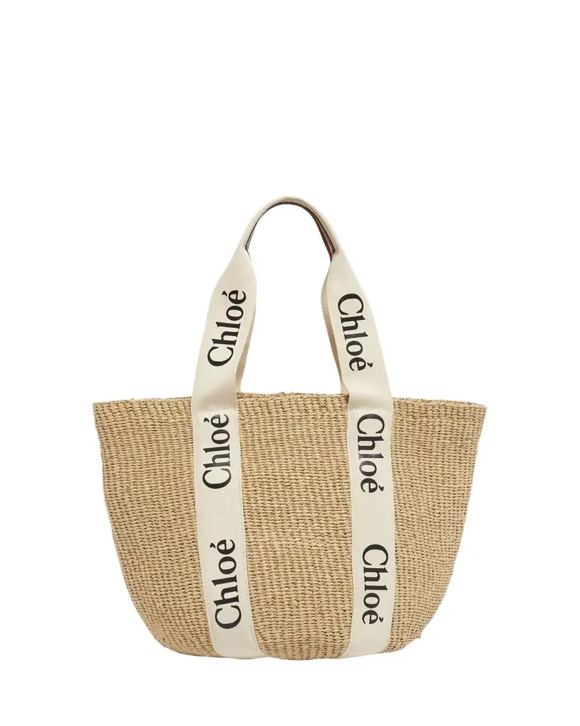 Chloe Woody Large Mifuko Basket Bag in Fair Trade Paper Embellished with Linen