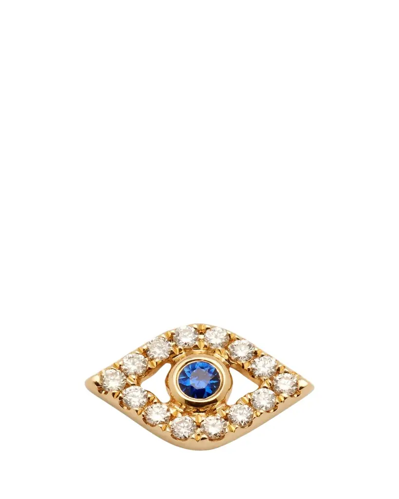 Sydney Evan 14K Yellow Gold Large Sapphire Bezel Eye Stud Earring, Single