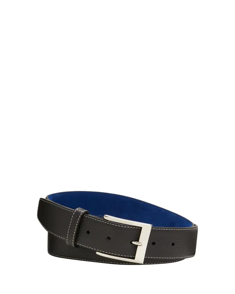 Simonnot Godard Men's Lagun Grained Leather Belt, 40mm