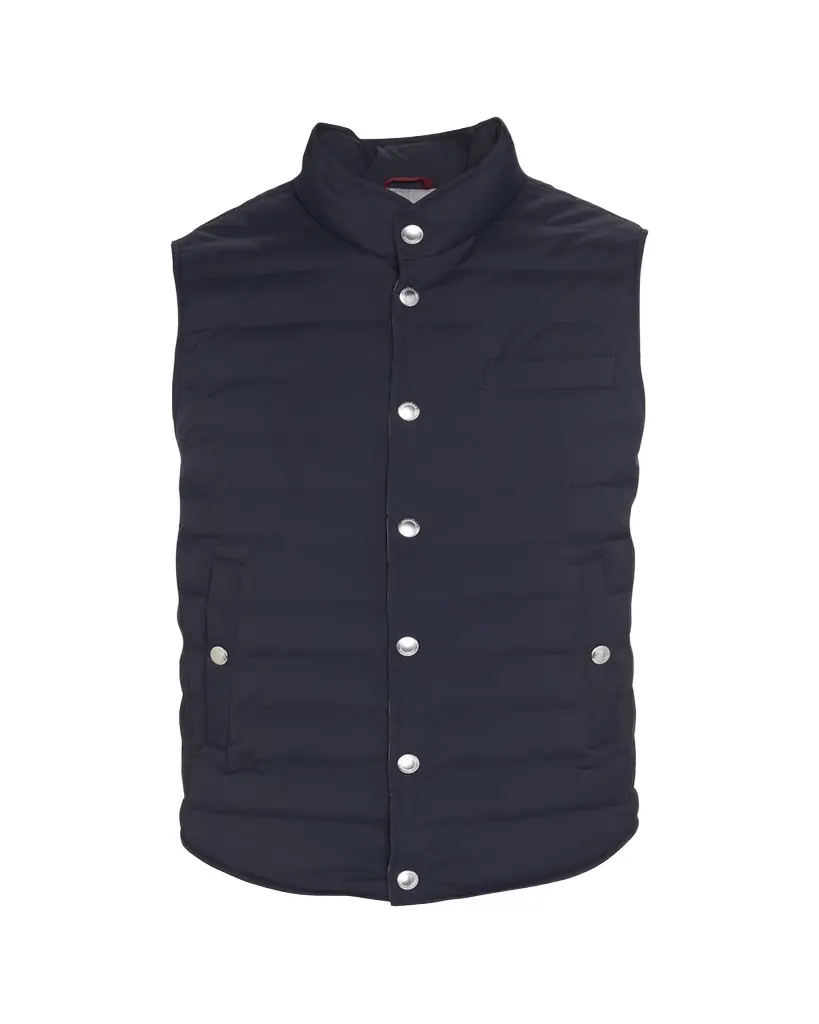 Brunello Cucinelli Men's Snap-Front Quilted Down Vest