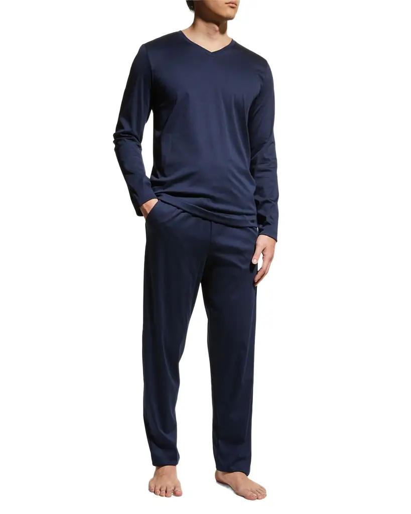 Hanro Men's Night Selection Long Cotton Pajama Set