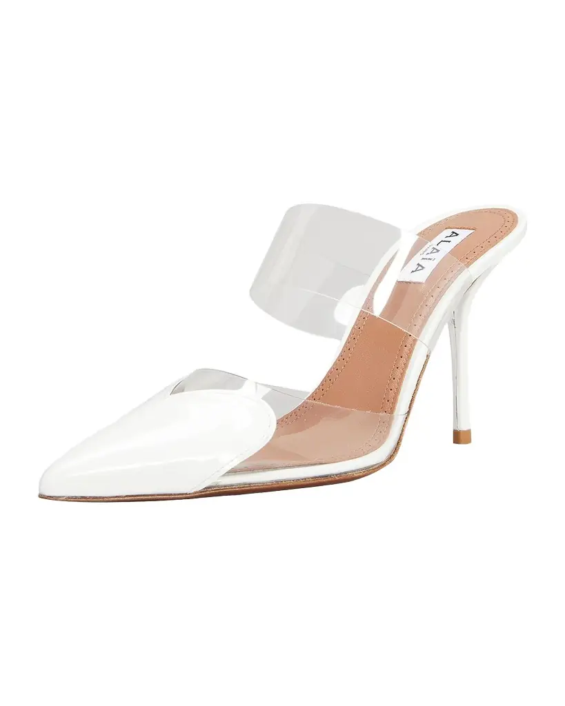 ALAIA Coeur Clear Cap-Toe Mule Pumps