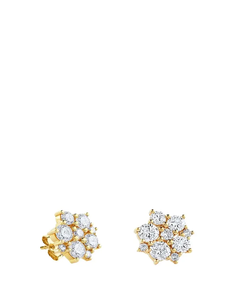 Sydney Evan 14K Yellow Gold Cocktail Disco Diamond Stud Earrings