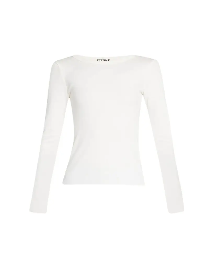 Eterne Long-Sleeve Fitted Crewneck Top