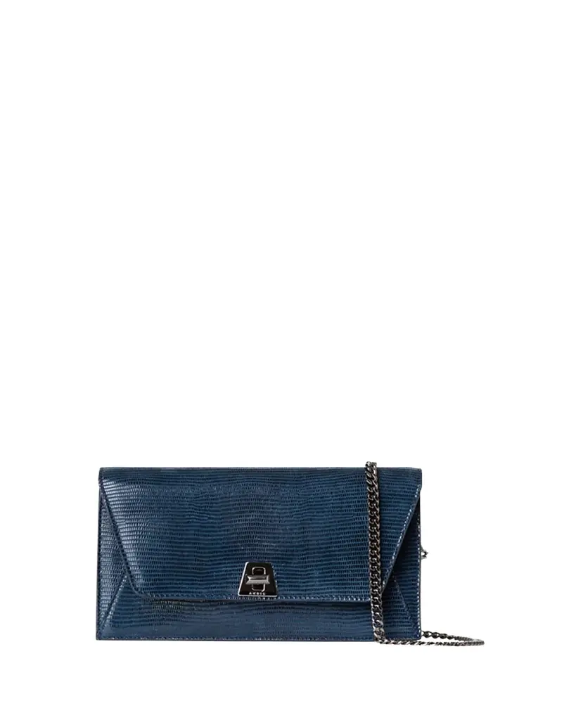 Akris Anouk Lizard-Print Clutch Bag w/ Chain