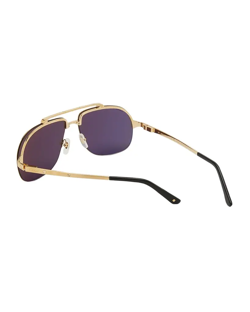 Cartier Men's Metal Double-Bridge Aviator Sunglasses