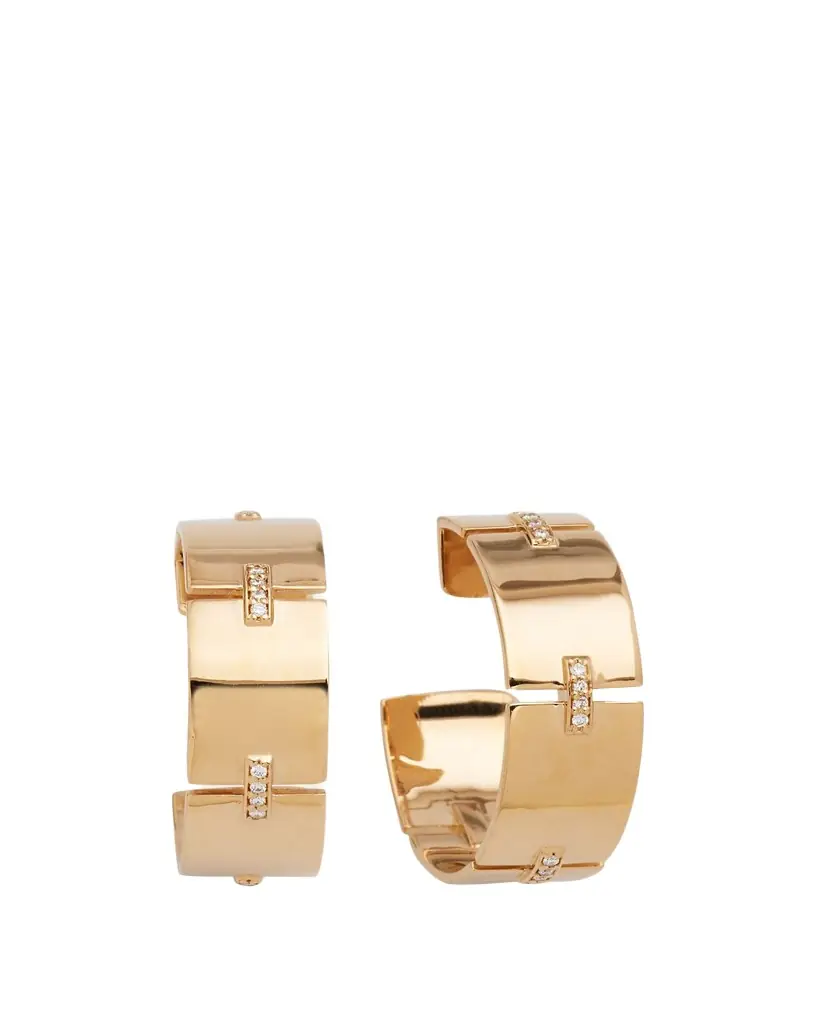 Lana 14K Gold Flawless Tag Link Vanity Hoop Earrings, 25mm