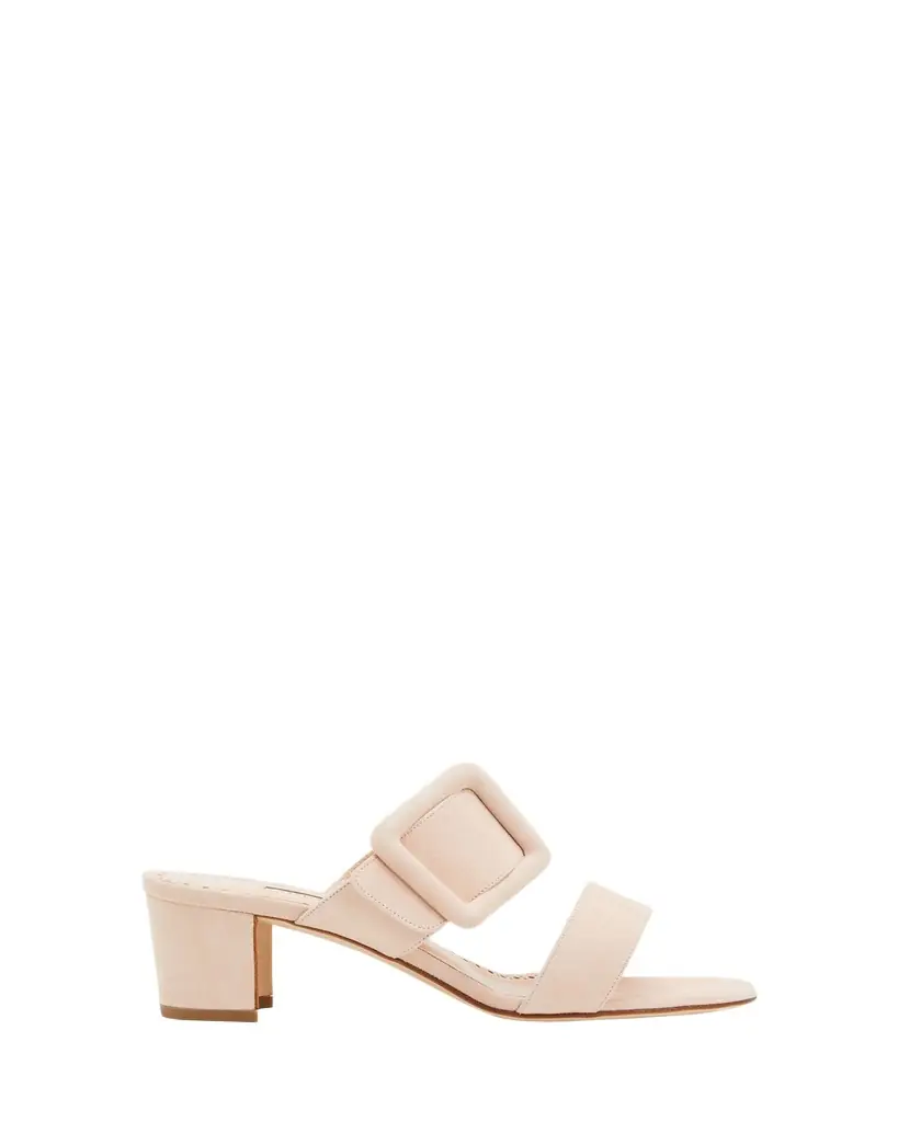 Manolo Blahnik Titubanew Suede Buckle Slide Sandals