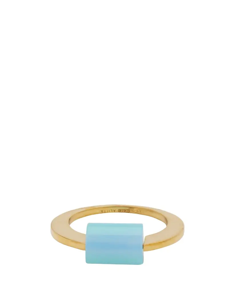 Aliita Deco Cilindro Ring with Blue Agate