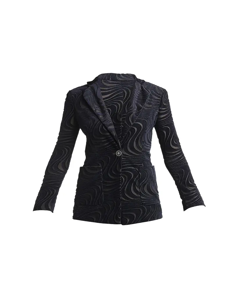 Giorgio Armani Swirl Jacquard Jersey Single-Breasted Blazer Jacket