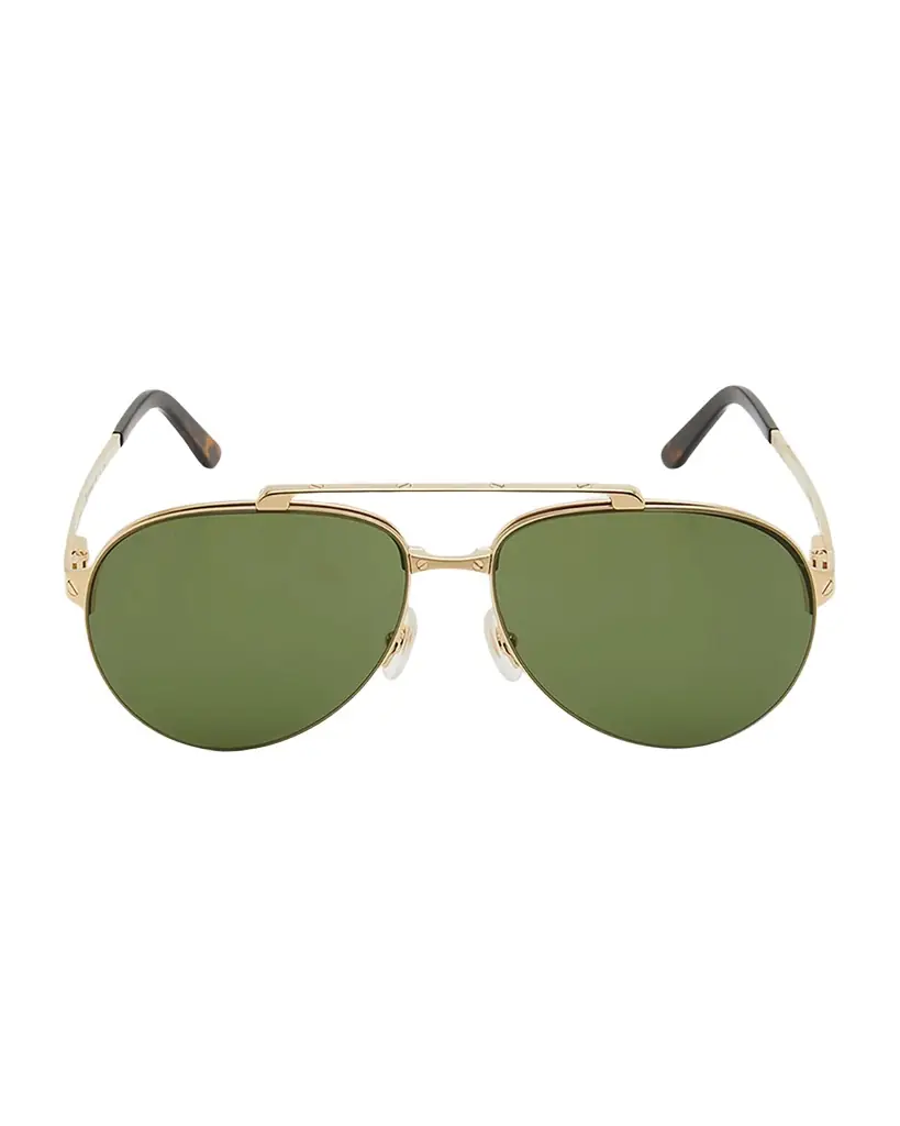 Cartier Men's Metal Double-Bridge Aviator Sunglasses