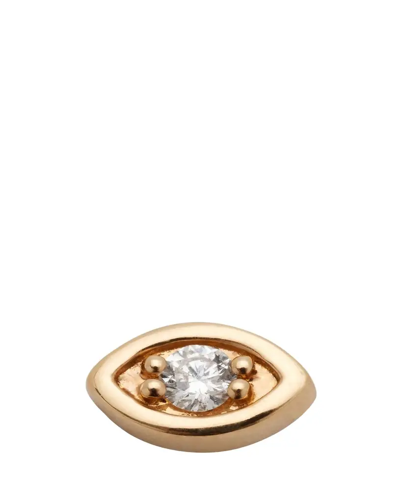 Sydney Evan Yellow Gold Diamond Center Evil Eye Stud Earring, Single