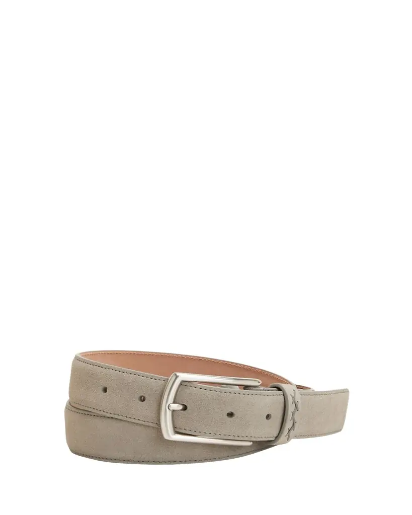 ZEGNA Men's Triple Stitch Leather Belt