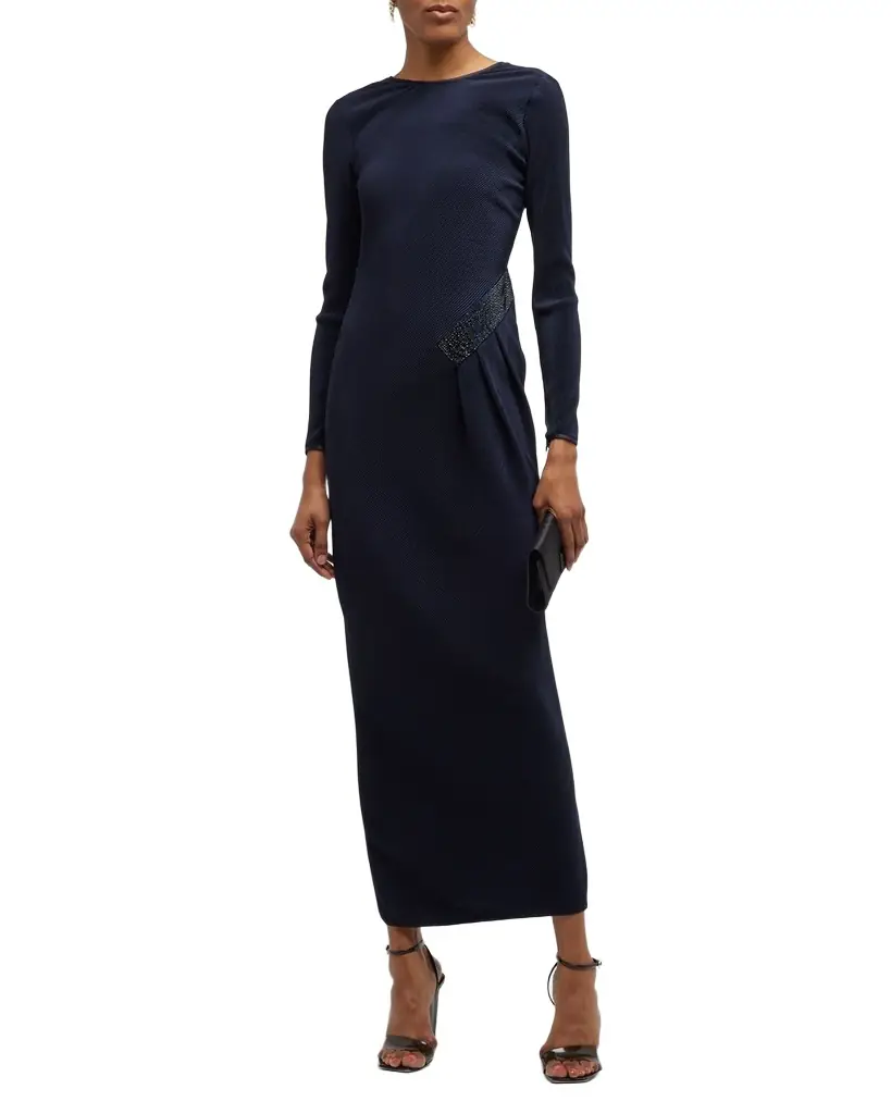 Giorgio Armani Jersey Dress w/ Beaded Hip Detail
