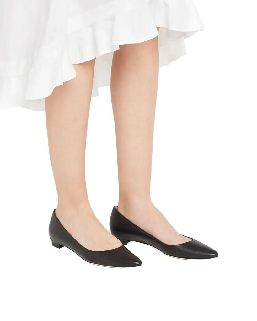 Manolo Blahnik Lanza BB Lambskin Ballerina Flats