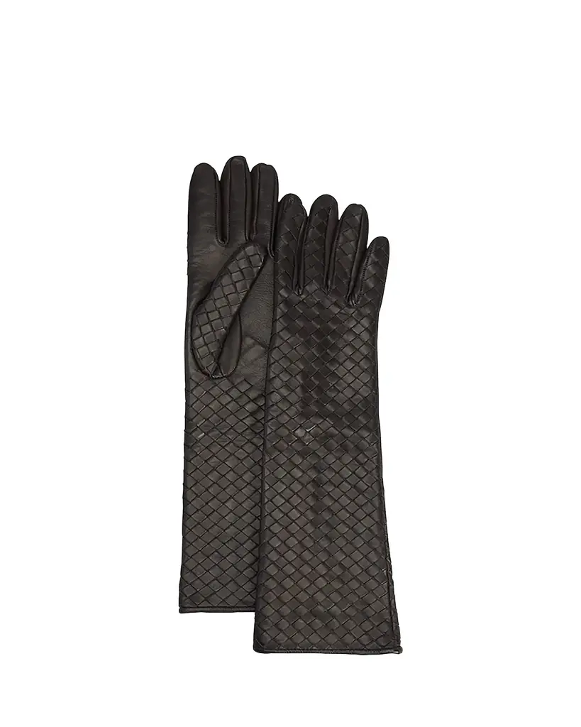 Bottega Veneta Woven Leather & Silk Gloves