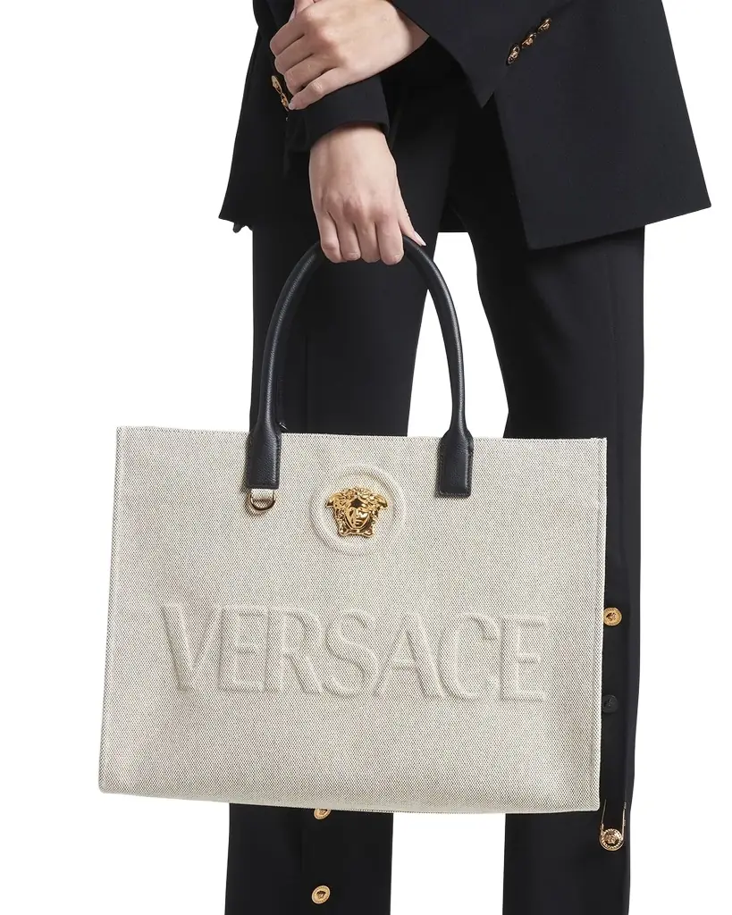 Versace La Medusa Logo Canvas Tote Bag