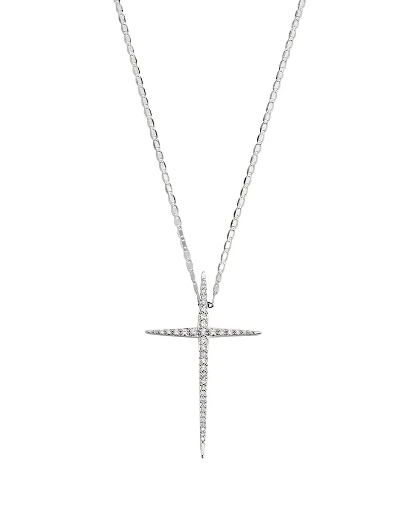 Lana 14K Gold Flawless Skinny Pointed Cross Pendant Necklace