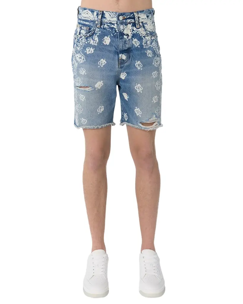 Amiri Men's Bleach Bandana Denim Shorts
