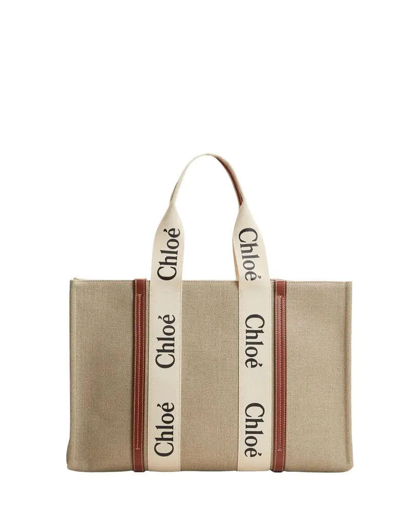 Chloe Woody Large Tote Bag in Linen