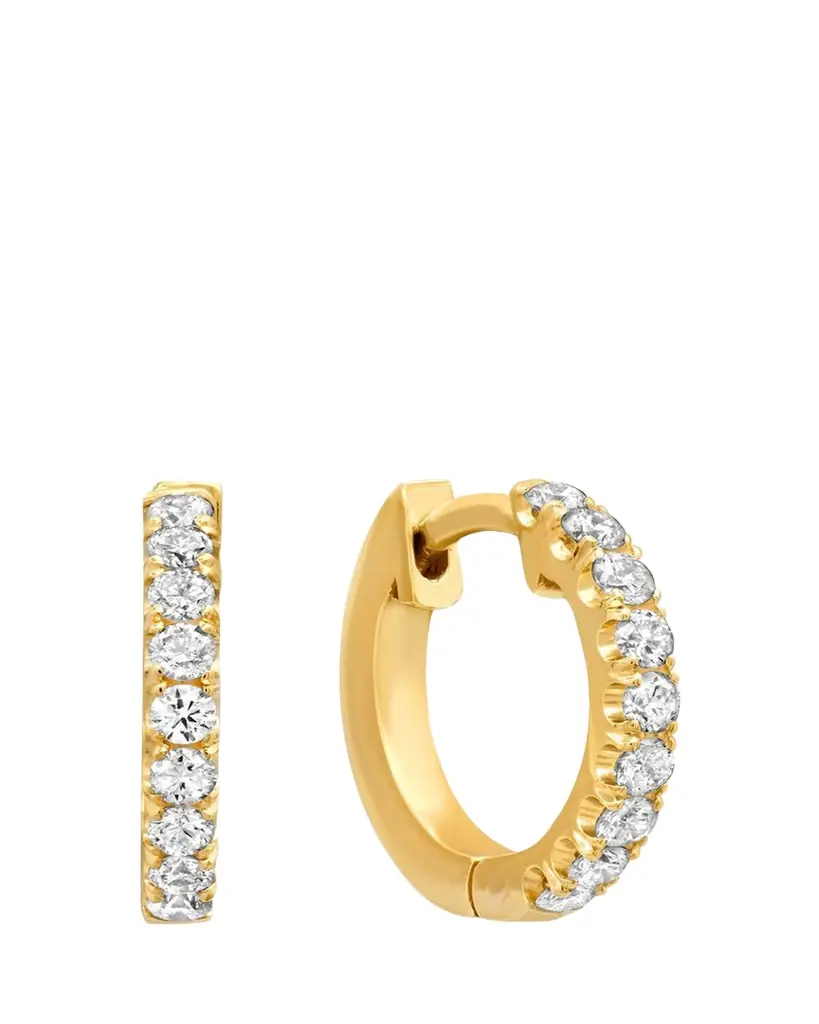 Jennifer Meyer 18k Yellow Gold Small Diamond Huggie Earrings