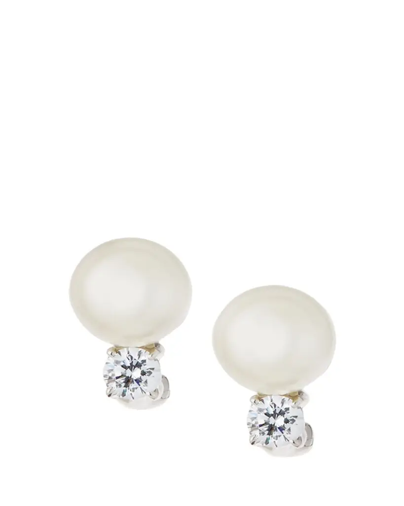 Fantasia by DeSerio 10mm Pearly Bead & Crystal Stud Earrings