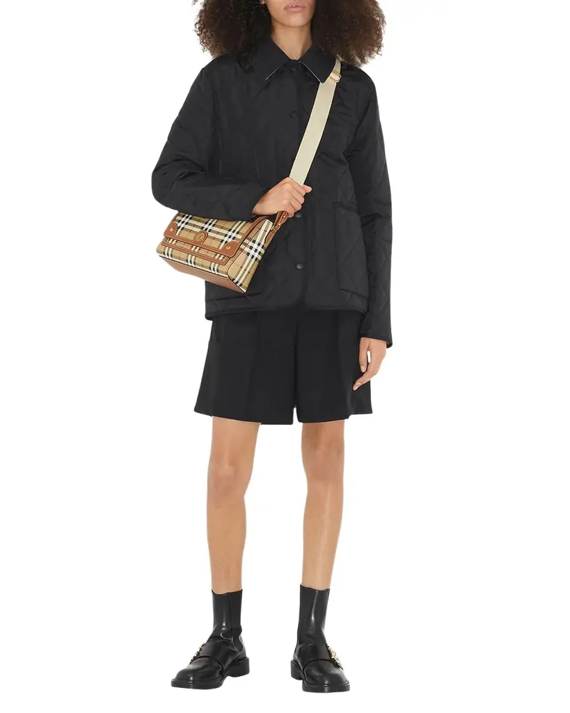 Burberry Note Check Flap Crossbody Bag