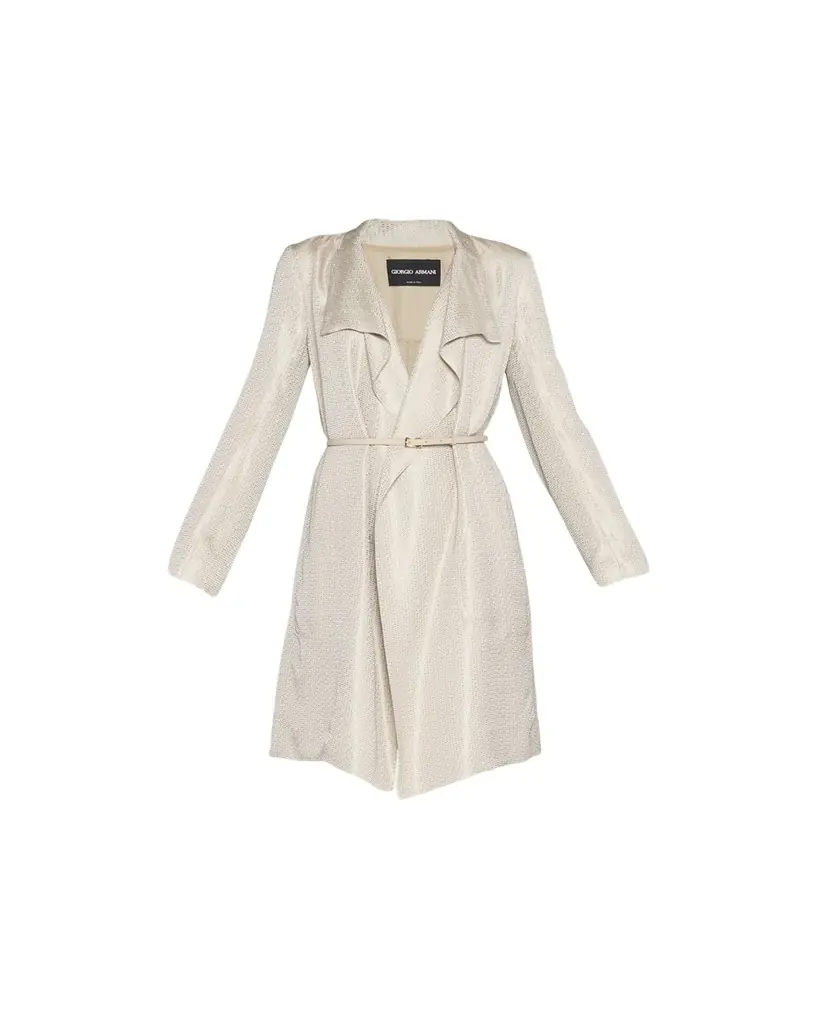 Giorgio Armani Belted Metallic Wrap Coat