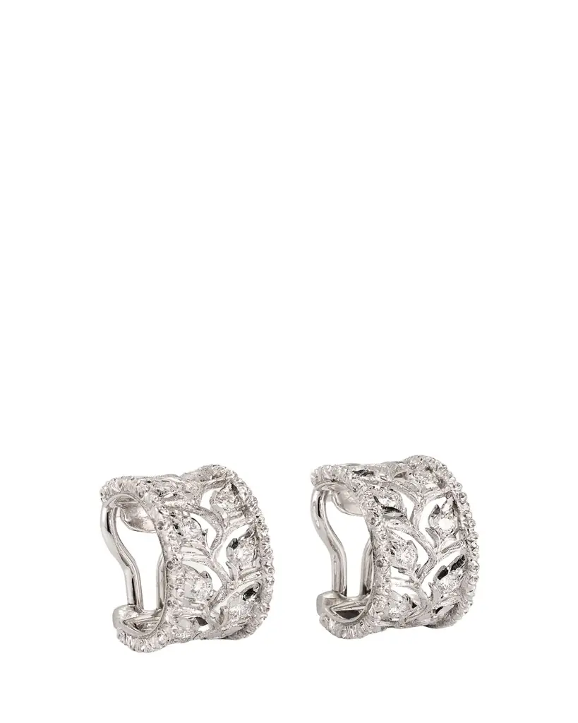 Buccellati 18K Gold Ramage Half Hoop Diamond Earrings