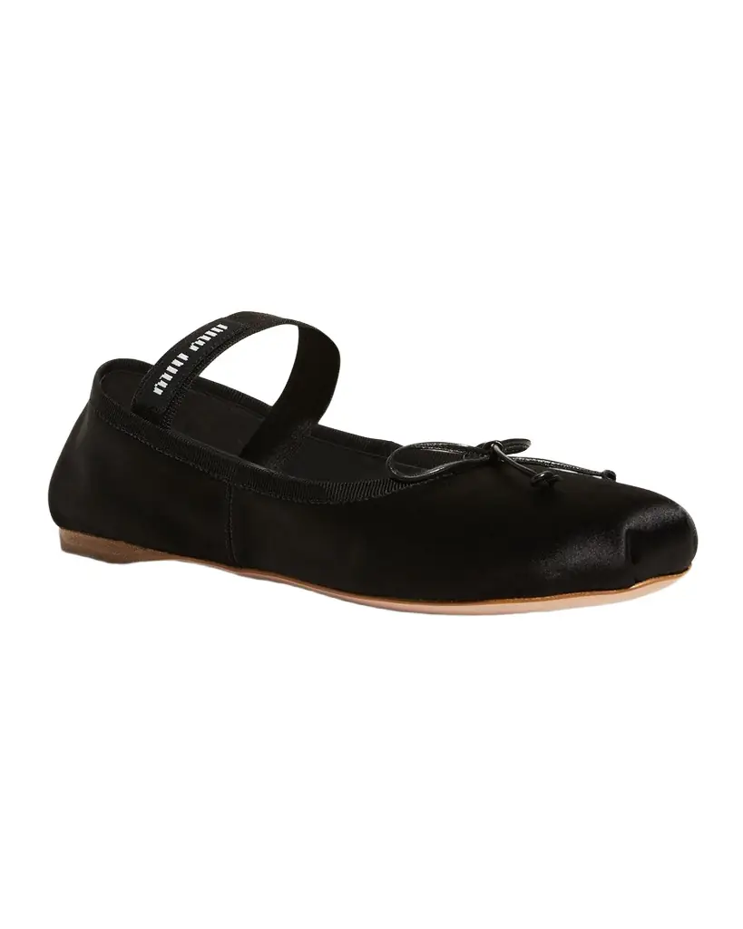 Miu Miu Satin Bow Ballerina Flats