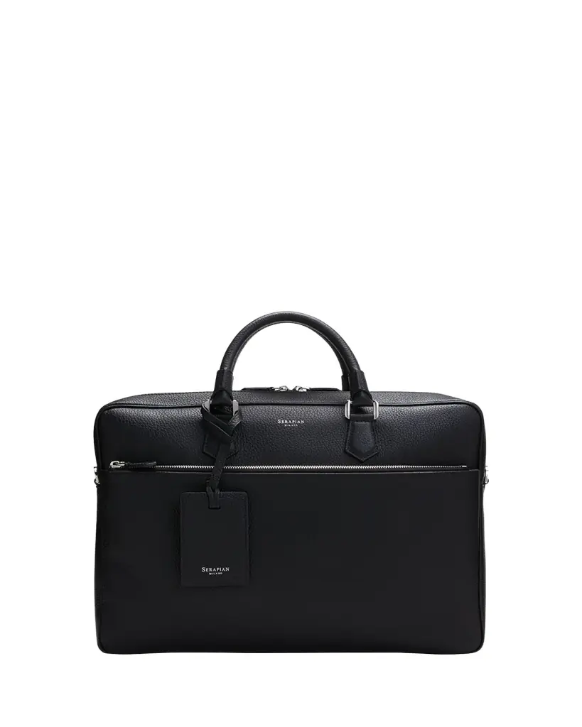 Serapian Men's Cachemire Leather Slim Briefcase